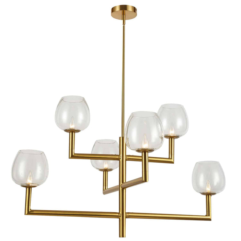 Dainolite 6 Light Incandescent Chandelier Aged Brass Finish with Clear Glass NOR-326C-AGB-CLR