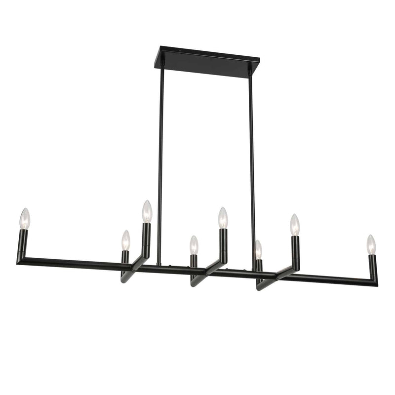 Dainolite 8 Light Incandescent Horizontal Chandelier Matte Black NOR-478HC-MB