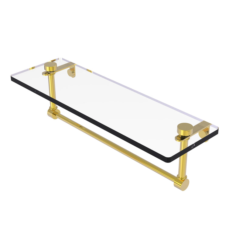 Allied Brass 16 Inch Glass Vanity Shelf with Integrated Towel Bar NS-1-16TB-PB