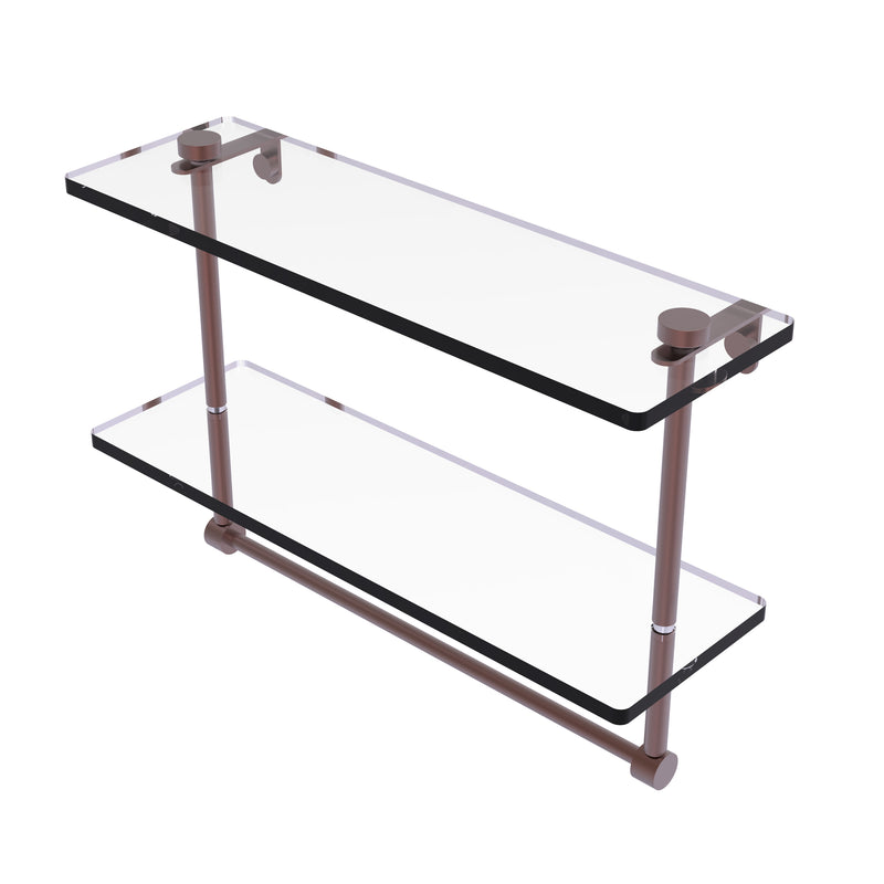 Allied Brass 16 Inch Two Tiered Glass Shelf with Integrated Towel Bar NS-2-16TB-CA