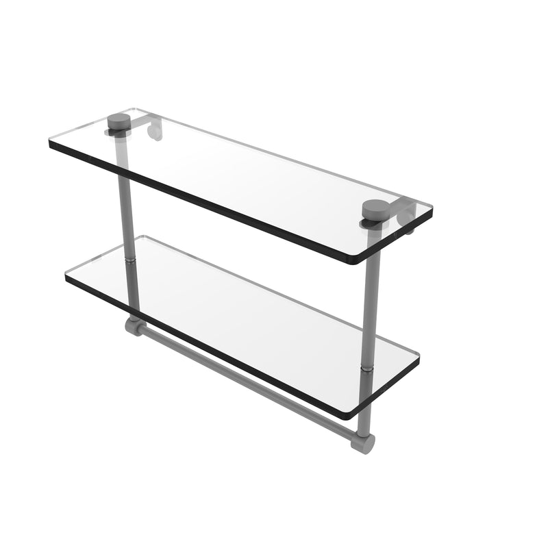 Allied Brass 16 Inch Two Tiered Glass Shelf with Integrated Towel Bar NS-2-16TB-GYM