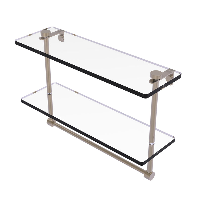 Allied Brass 16 Inch Two Tiered Glass Shelf with Integrated Towel Bar NS-2-16TB-PEW