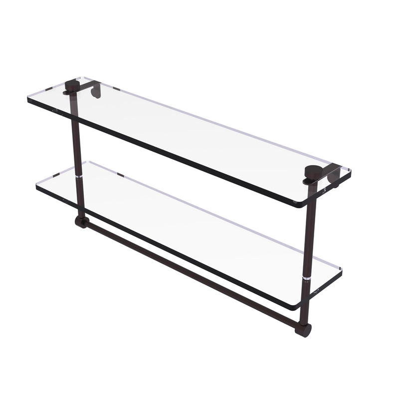 Allied Brass 22 Inch Two Tiered Glass Shelf with Integrated Towel Bar NS-2-22TB-ABZ