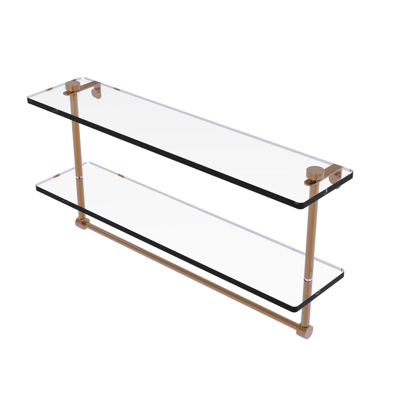 Allied Brass 22 Inch Two Tiered Glass Shelf with Integrated Towel Bar NS-2-22TB-BBR