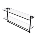 Allied Brass 22 Inch Two Tiered Glass Shelf with Integrated Towel Bar NS-2-22TB-BKM