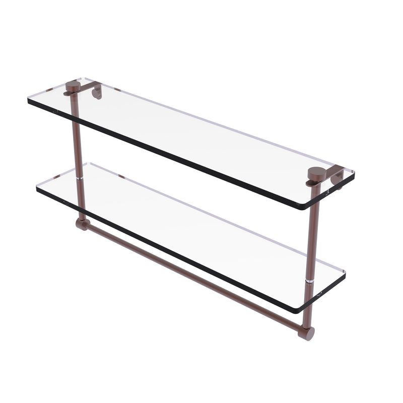 Allied Brass 22 Inch Two Tiered Glass Shelf with Integrated Towel Bar NS-2-22TB-CA