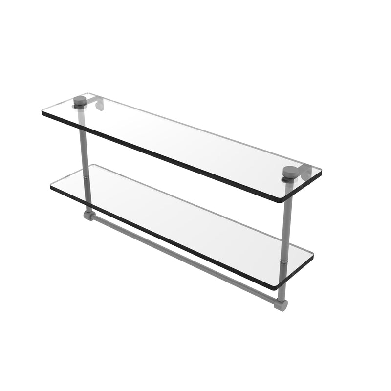 Allied Brass 22 Inch Two Tiered Glass Shelf with Integrated Towel Bar NS-2-22TB-GYM