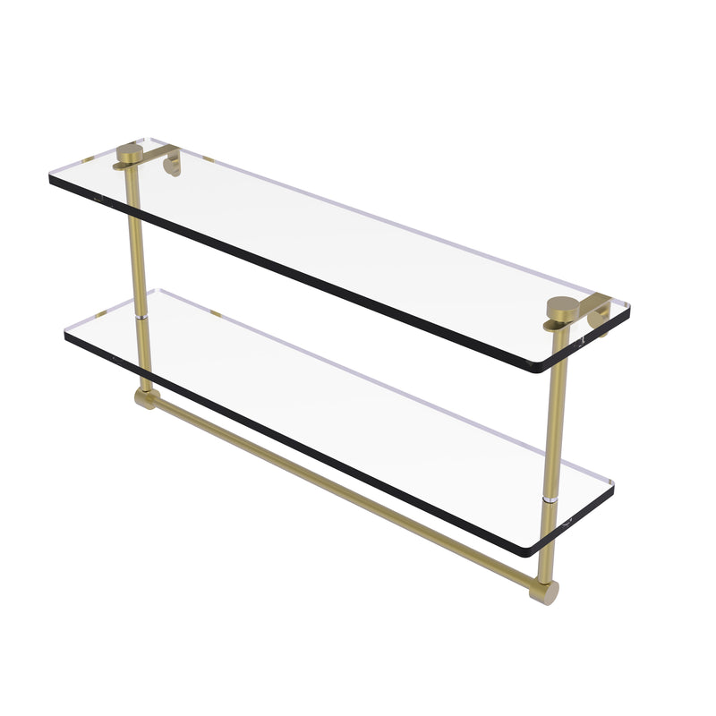 Allied Brass 22 Inch Two Tiered Glass Shelf with Integrated Towel Bar NS-2-22TB-SBR