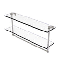 Allied Brass 22 Inch Two Tiered Glass Shelf with Integrated Towel Bar NS-2-22TB-SN