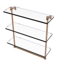 Allied Brass 16 Inch Triple Tiered Glass Shelf with Integrated Towel Bar NS-5-16TB-BBR