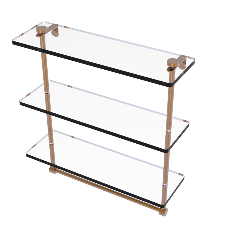 Allied Brass 16 Inch Triple Tiered Glass Shelf with Integrated Towel Bar NS-5-16TB-BBR