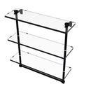 Allied Brass 16 Inch Triple Tiered Glass Shelf with Integrated Towel Bar NS-5-16TB-BKM