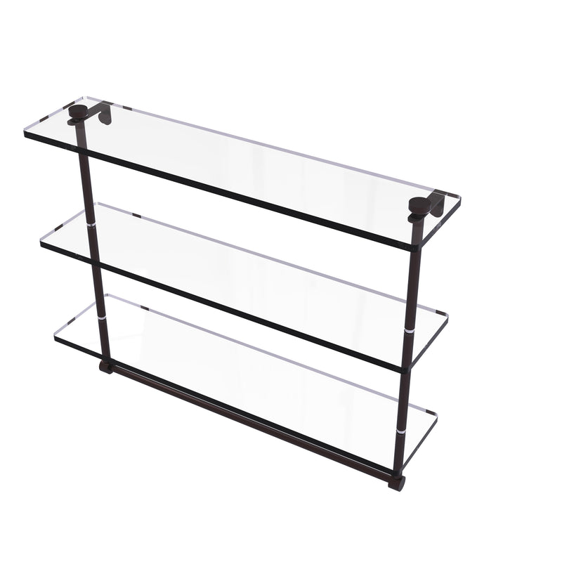 Allied Brass 22 Inch Triple Tiered Glass Shelf with Integrated Towel Bar NS-5-22TB-ABZ