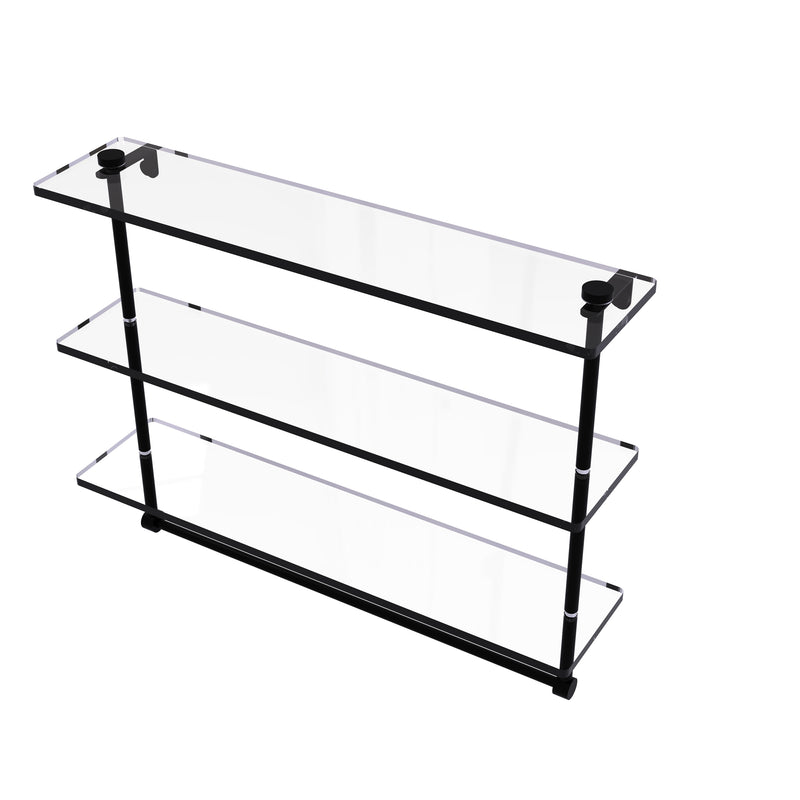 Allied Brass 22 Inch Triple Tiered Glass Shelf with Integrated Towel Bar NS-5-22TB-BKM