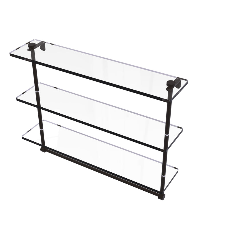 Allied Brass 22 Inch Triple Tiered Glass Shelf with Integrated Towel Bar NS-5-22TB-ORB