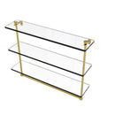 Allied Brass 22 Inch Triple Tiered Glass Shelf with Integrated Towel Bar NS-5-22TB-PB