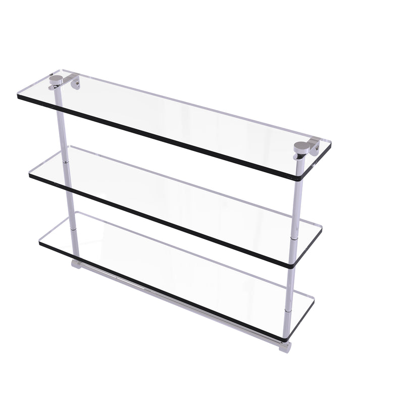 Allied Brass 22 Inch Triple Tiered Glass Shelf with Integrated Towel Bar NS-5-22TB-PC