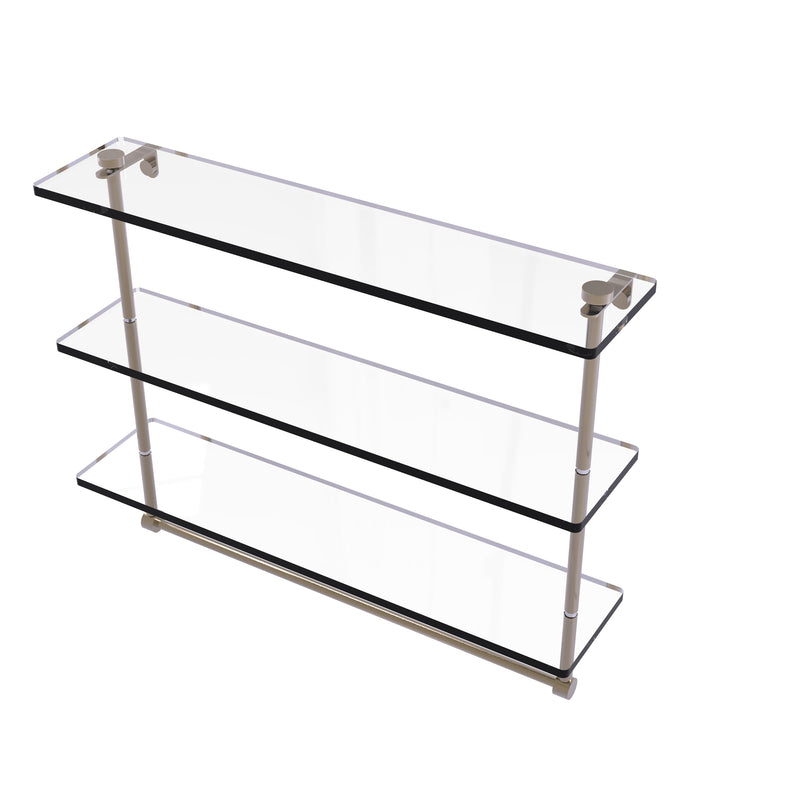 Allied Brass 22 Inch Triple Tiered Glass Shelf with Integrated Towel Bar NS-5-22TB-PEW