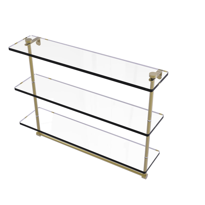 Allied Brass 22 Inch Triple Tiered Glass Shelf with Integrated Towel Bar NS-5-22TB-SBR