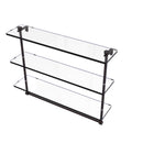 Allied Brass 22 Inch Triple Tiered Glass Shelf with Integrated Towel Bar NS-5-22TB-VB