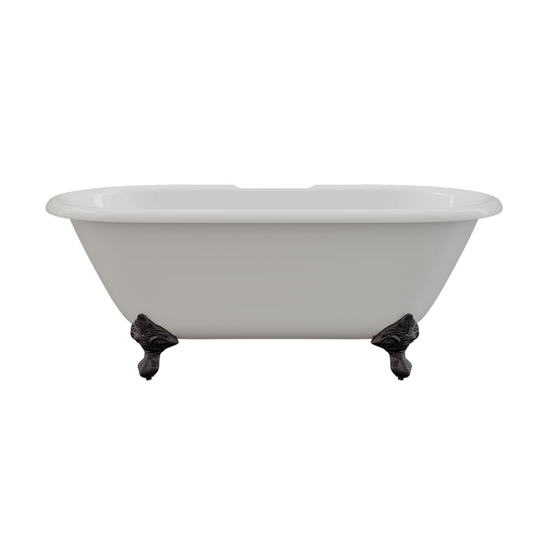 Cambridge Plumbing Cast Iron Double Ended Clawfoot Tub 60"x30", 7" Drillings BRZ Feet