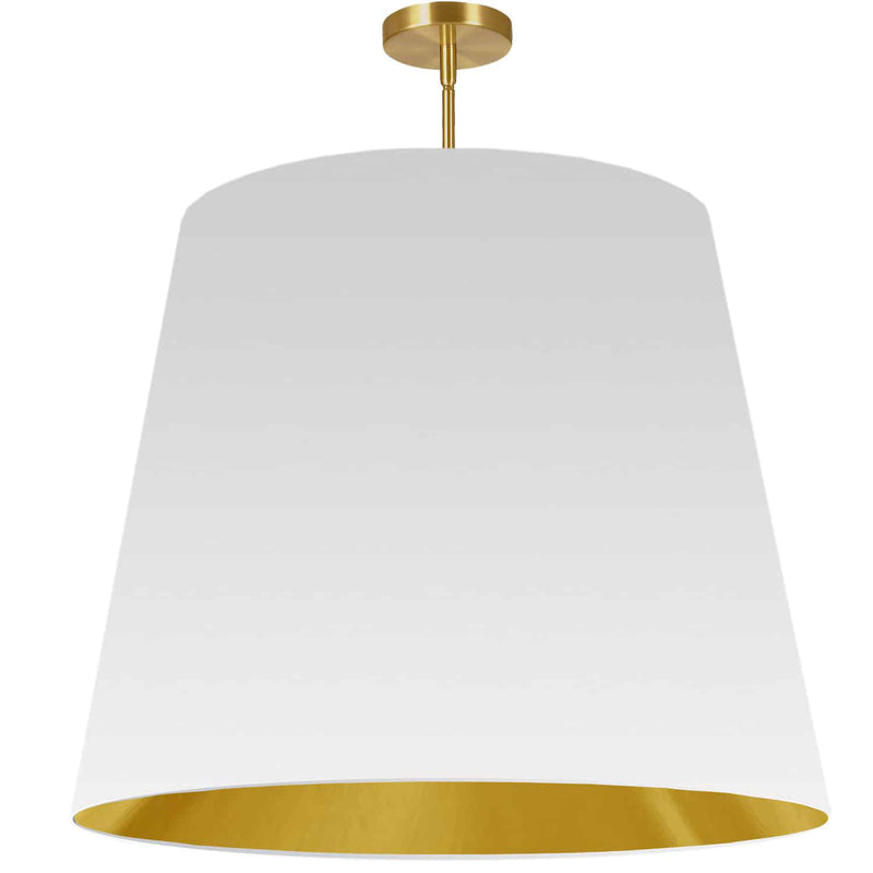 Dainolite 1 Light Oversized Drum Pendant Extra Large White and Gold Shade ODR-XL-692