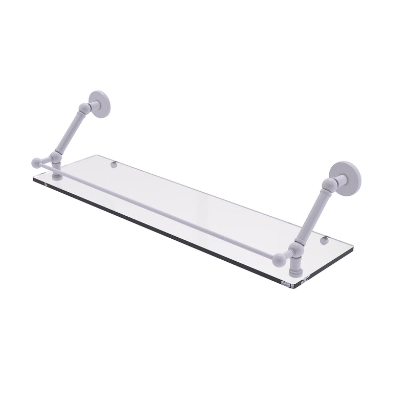 Allied Brass Prestige Skyline 30 Inch Floating Glass Shelf with Gallery Rail P1000-1-30-GAL-WHM