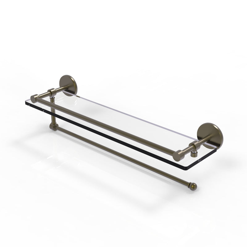 Allied Brass Prestige Skyline Collection Paper Towel Holder with 22 Inch Gallery Glass Shelf P1000-1PT-22-GAL-ABR
