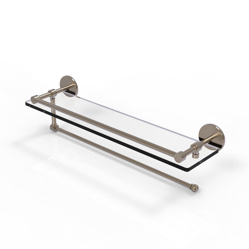 Allied Brass Prestige Skyline Collection Paper Towel Holder with 22 Inch Gallery Glass Shelf P1000-1PT-22-GAL-PEW