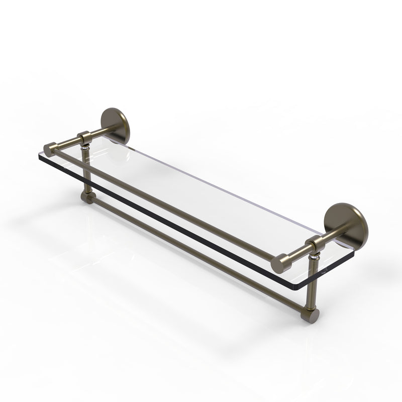 Allied Brass 22 Inch Gallery Glass Shelf with Towel Bar P1000-1TB-22-GAL-ABR