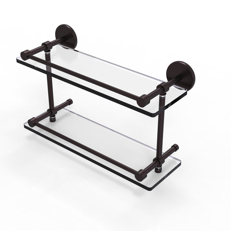 Allied Brass 16 Inch Tempered Double Glass Shelf with Gallery Rail P1000-2-16-GAL-ABZ