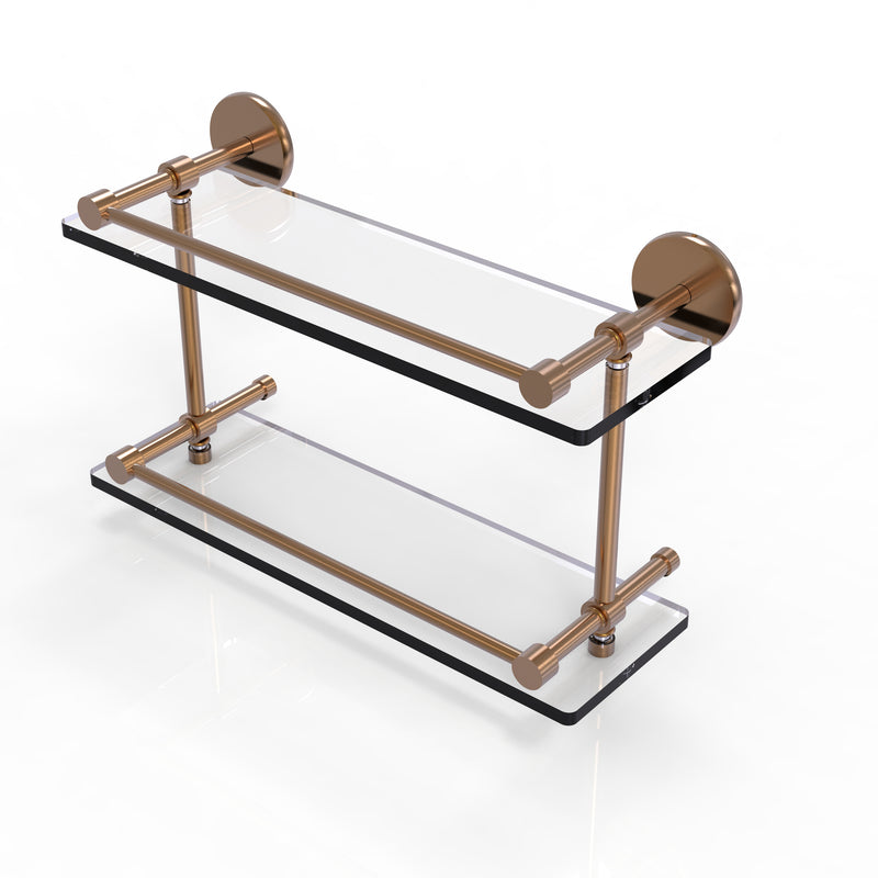 Allied Brass 16 Inch Tempered Double Glass Shelf with Gallery Rail P1000-2-16-GAL-BBR