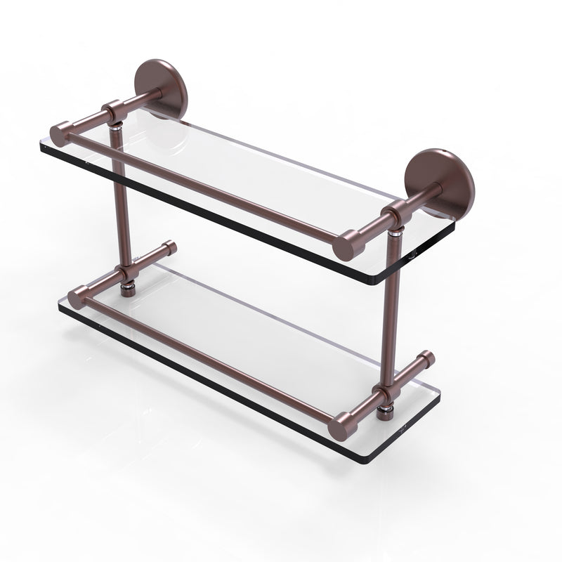 Allied Brass 16 Inch Tempered Double Glass Shelf with Gallery Rail P1000-2-16-GAL-CA