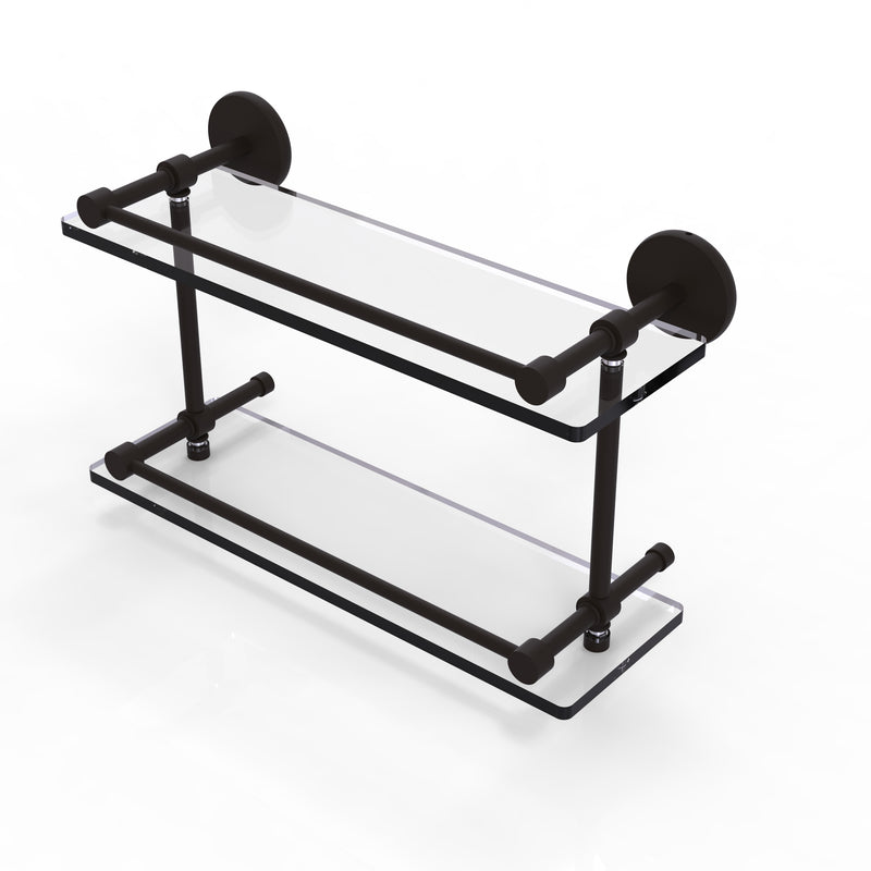 Allied Brass 16 Inch Tempered Double Glass Shelf with Gallery Rail P1000-2-16-GAL-ORB