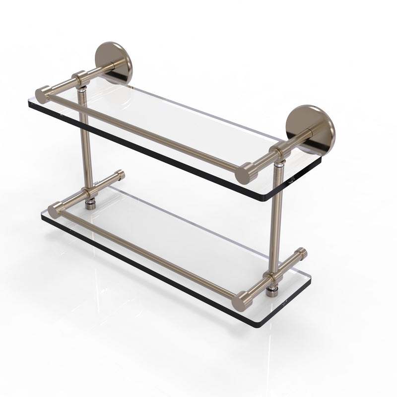 Allied Brass 16 Inch Tempered Double Glass Shelf with Gallery Rail P1000-2-16-GAL-PEW