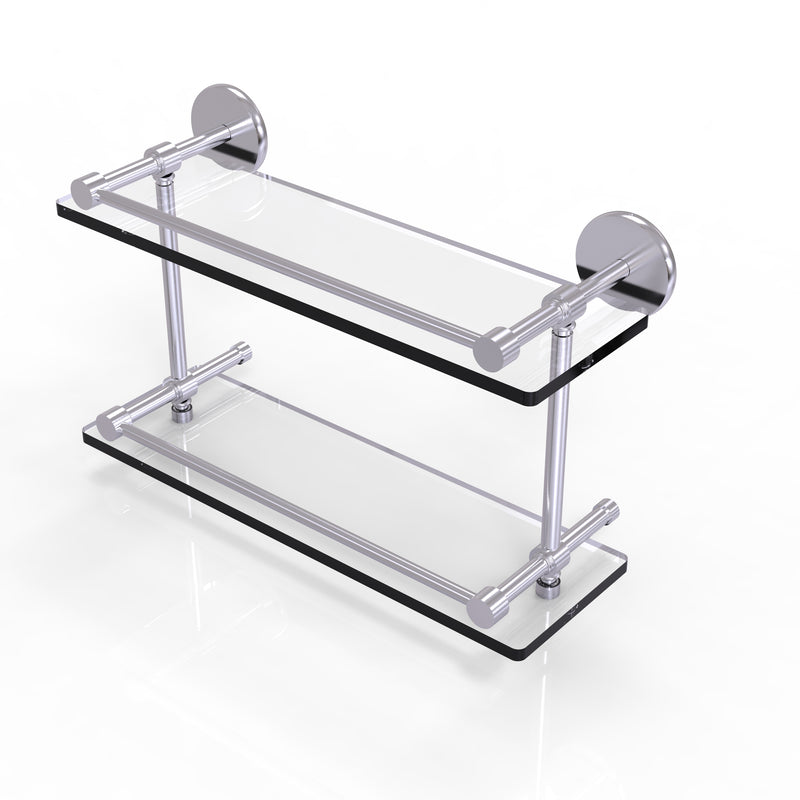 Allied Brass 16 Inch Tempered Double Glass Shelf with Gallery Rail P1000-2-16-GAL-SCH