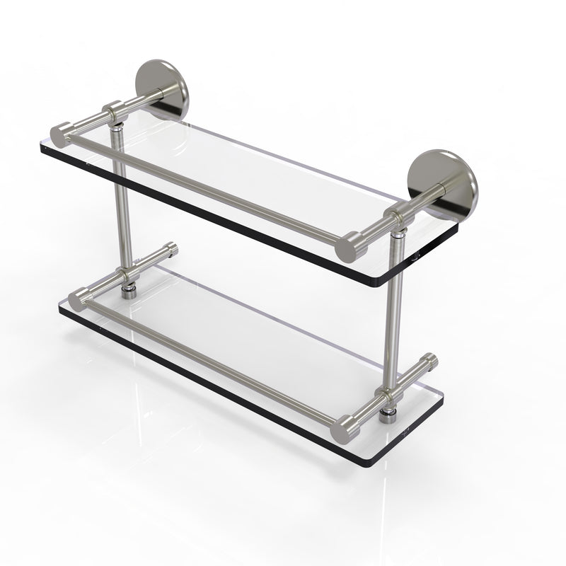 Allied Brass 16 Inch Tempered Double Glass Shelf with Gallery Rail P1000-2-16-GAL-SN