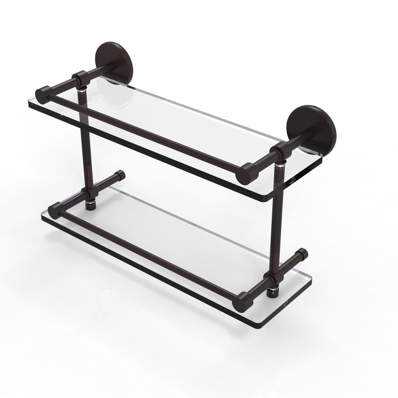 Allied Brass 16 Inch Tempered Double Glass Shelf with Gallery Rail P1000-2-16-GAL-VB