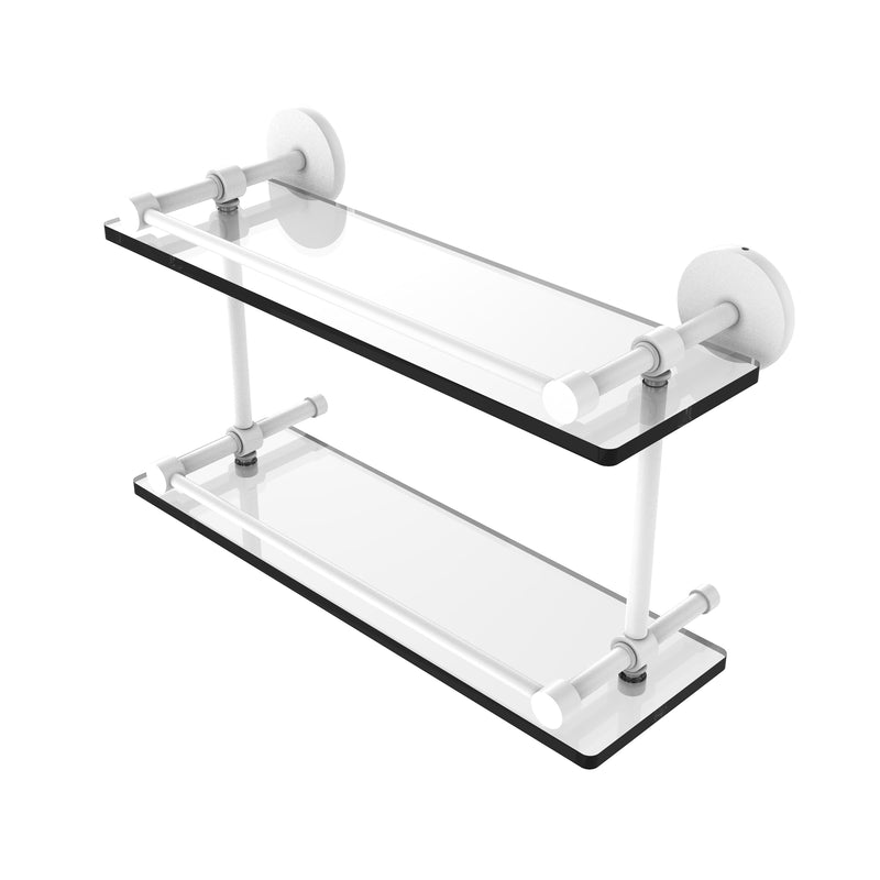 Allied Brass 16 Inch Tempered Double Glass Shelf with Gallery Rail P1000-2-16-GAL-WHM