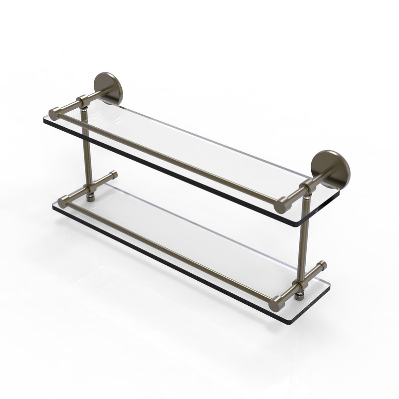 Allied Brass 22 Inch Tempered Double Glass Shelf with Gallery Rail P1000-2-22-GAL-ABR