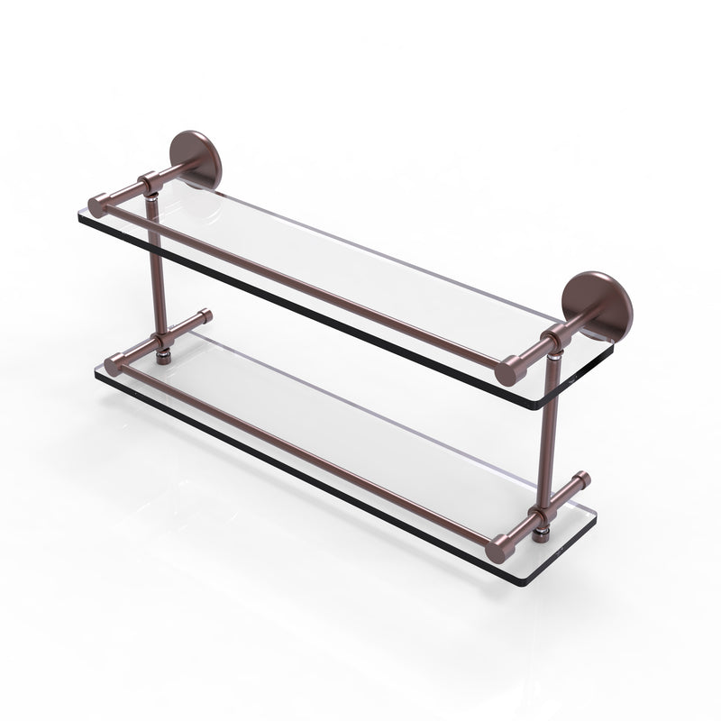 Allied Brass 22 Inch Tempered Double Glass Shelf with Gallery Rail P1000-2-22-GAL-CA