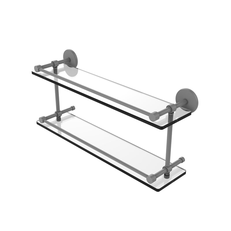 Allied Brass 22 Inch Tempered Double Glass Shelf with Gallery Rail P1000-2-22-GAL-GYM