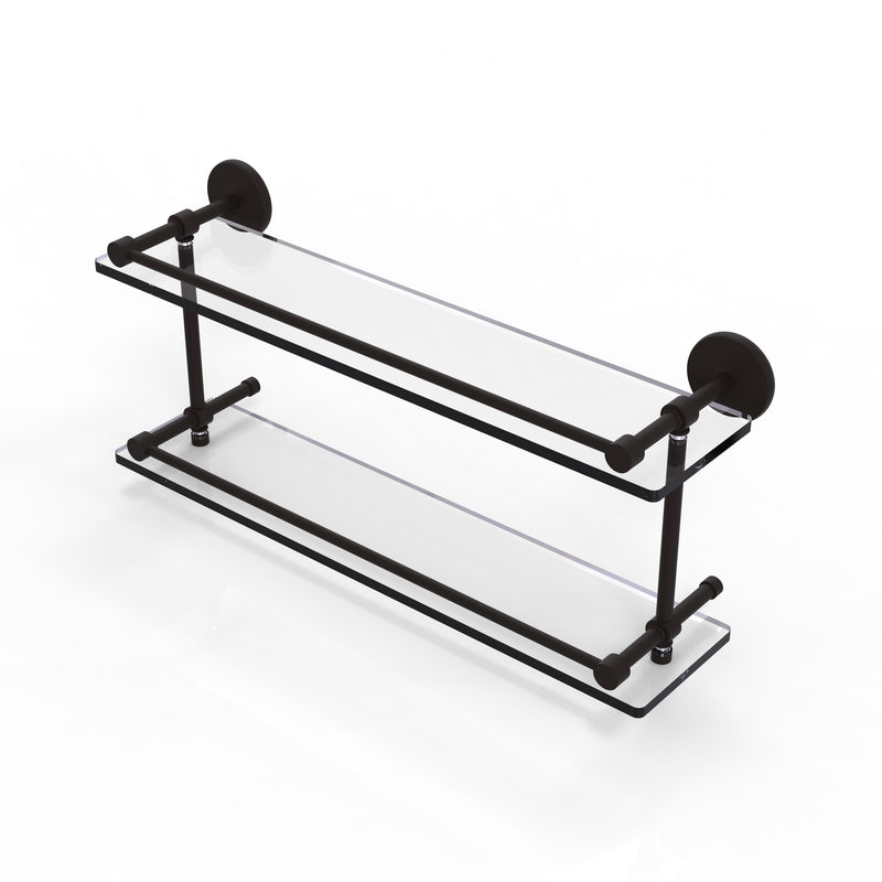 Allied Brass 22 Inch Tempered Double Glass Shelf with Gallery Rail P1000-2-22-GAL-ORB