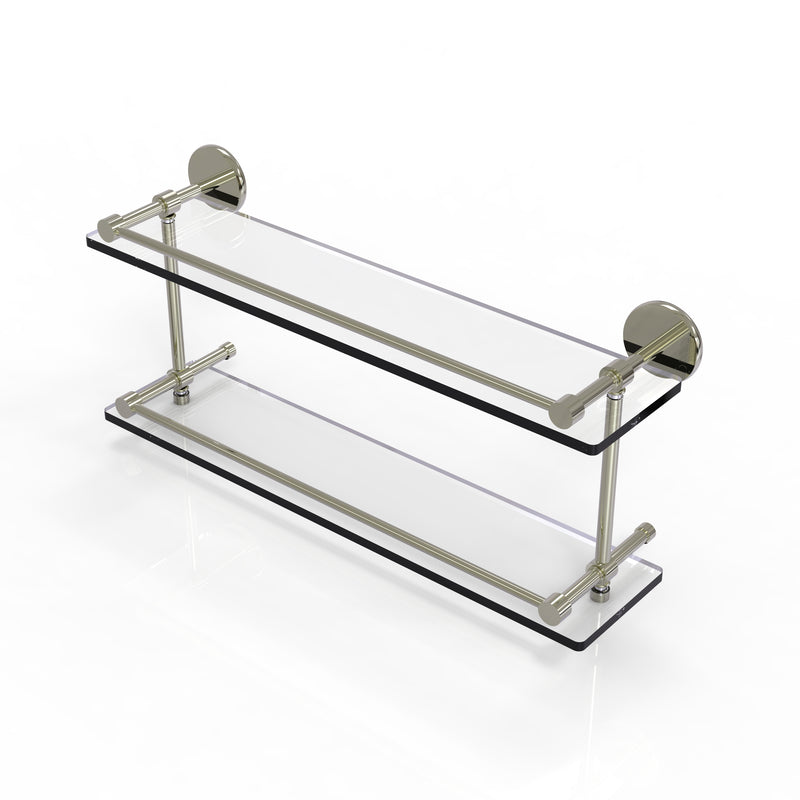 Allied Brass 22 Inch Tempered Double Glass Shelf with Gallery Rail P1000-2-22-GAL-PNI