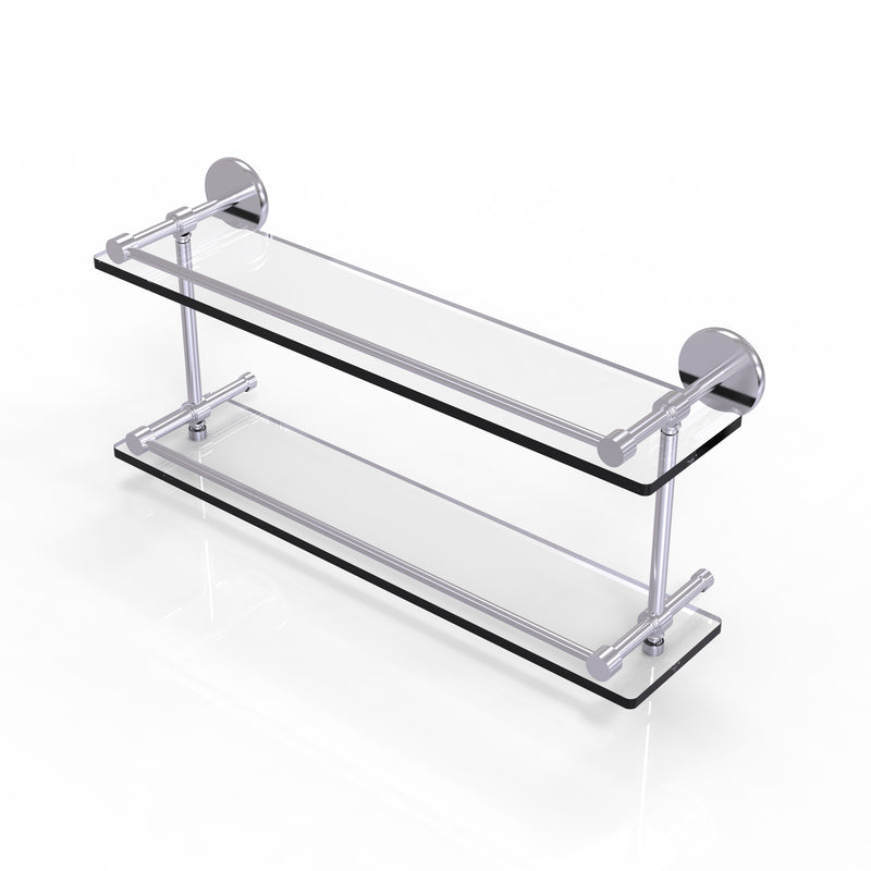 Allied Brass 22 Inch Tempered Double Glass Shelf with Gallery Rail P1000-2-22-GAL-SCH