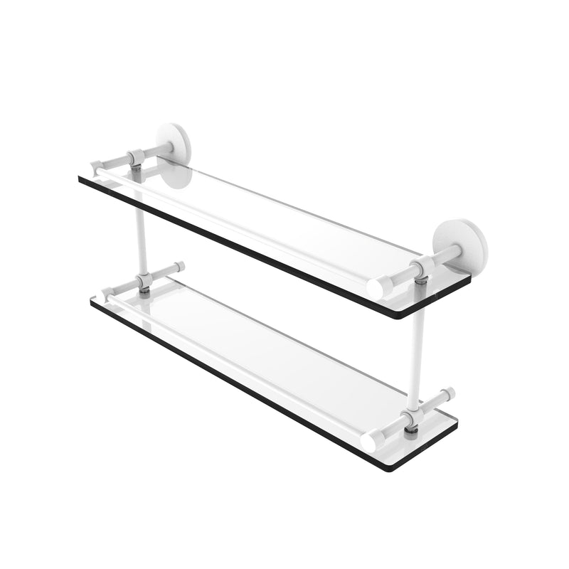 Allied Brass 22 Inch Tempered Double Glass Shelf with Gallery Rail P1000-2-22-GAL-WHM