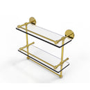 Allied Brass 16 Inch Gallery Double Glass Shelf with Towel Bar P1000-2TB-16-GAL-PB