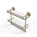 Allied Brass 16 Inch Gallery Double Glass Shelf with Towel Bar P1000-2TB-16-GAL-SBR