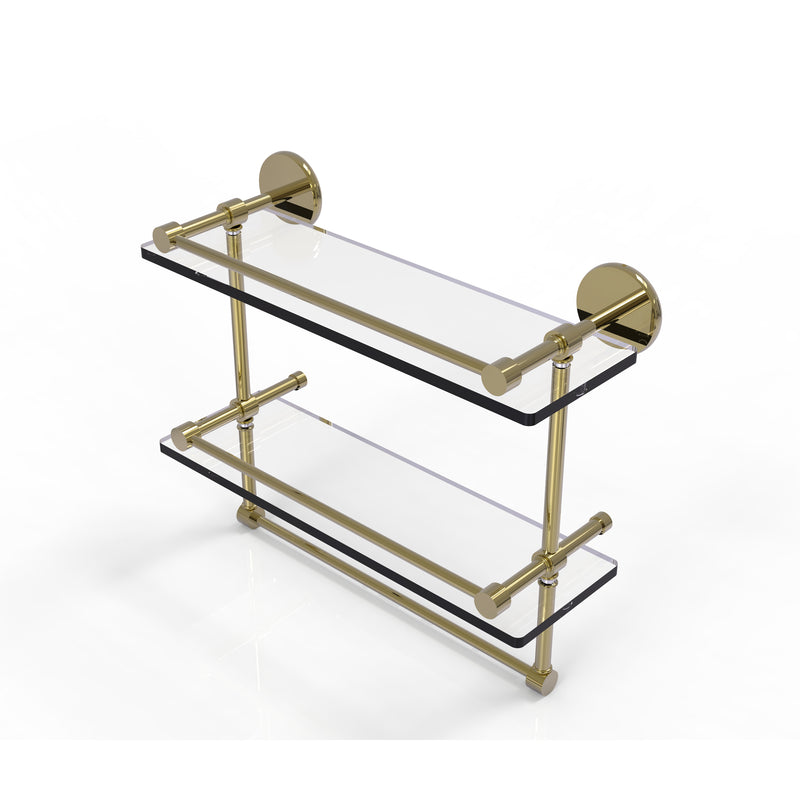 Allied Brass 16 Inch Gallery Double Glass Shelf with Towel Bar P1000-2TB-16-GAL-UNL