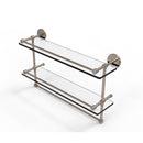 Allied Brass 22 Inch Gallery Double Glass Shelf with Towel Bar P1000-2TB-22-GAL-PEW